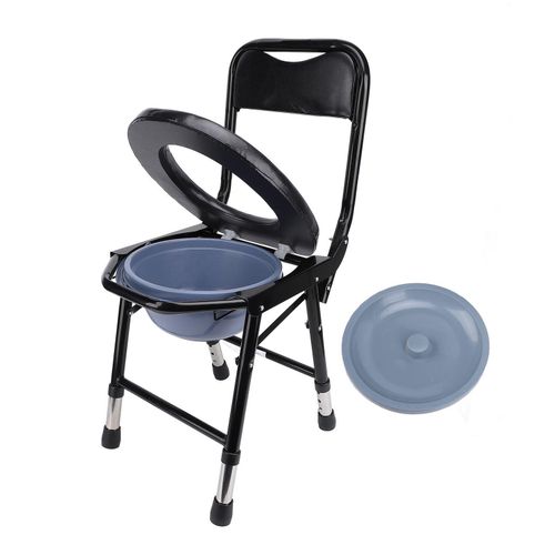 Chaise Percée Pliante pour Personnes Âgées et à Mobilité Réduite – Chaise d'Aisance avec Dossier Haut et Seau Amovible