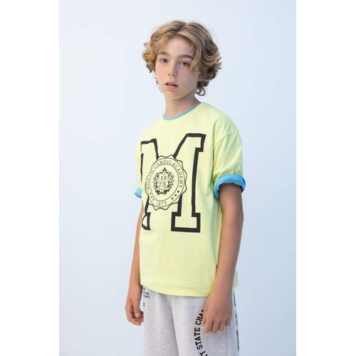 تيشيرت واسع اولادي مطبوع برقبة مستديرة