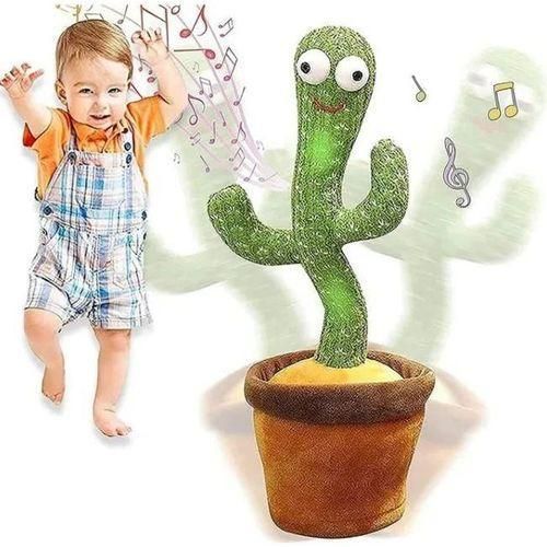 Cactus Dansant et Parlant Interactif avec Musique et Lumières LED – Jouet Électronique Rechargeable, Cactus Rigolo qui Répète la Voix, Danse et Chante, Peluche Interactive avec Enregistrement et Rejouage, Jouet Amusant pour Enfants, Cadeau de naissance
