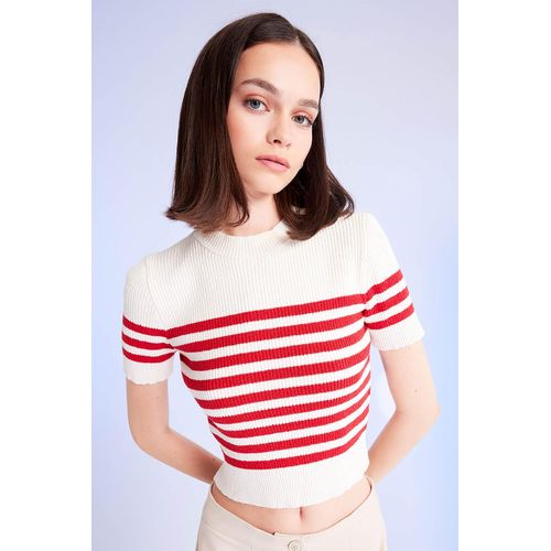 Pull Court Coupe ajustée Femme Rouge