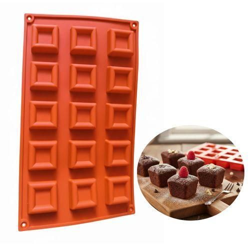 Moule à Gâteaux en Silicone 15 Cavités Carrées – Moule de Pâtisserie Antiadhésif Résistant à la Chaleur
