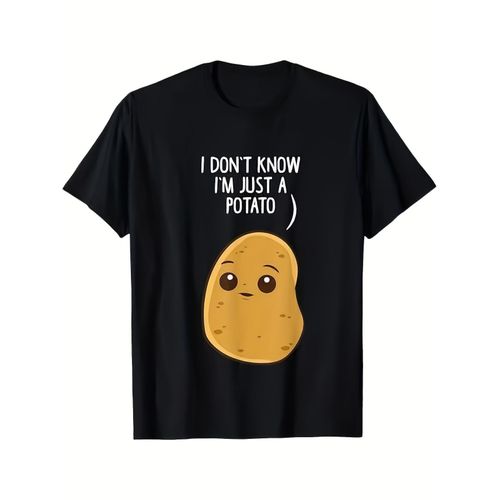 T-shirt humoristique à motif de pomme de terre pour garçons et filles - T-shirt 100% coton à coupe décontractée, manches courtes et col rond avec slogan Je ne sais pas, je suis une pomme de terre et motif de pomme de terre - Tenue décontractée humor