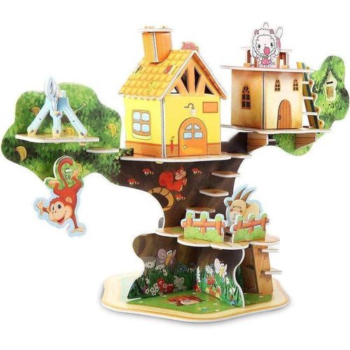 Puzzle 3D Arbre et Cabane avec Figurines