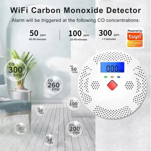 Détecteur de Monoxyde de Carbone Intelligent Tuya WiFi - Protégez votre famille des intoxications