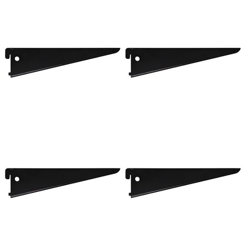 Lot de 4 - Console Murale Double 22cm - Métal Noir - Pour Étagères et Rangement