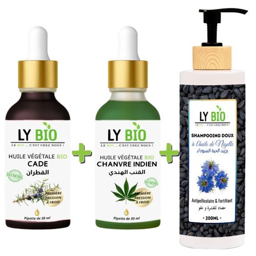 PACK HUILE CADE 50ML - PIPETTE + HUILE HYDRATANTE & NUTRITIVE 50ML - PIPETTE + SHAMPOOING A L'HUILE DE NIGELLE 200ML