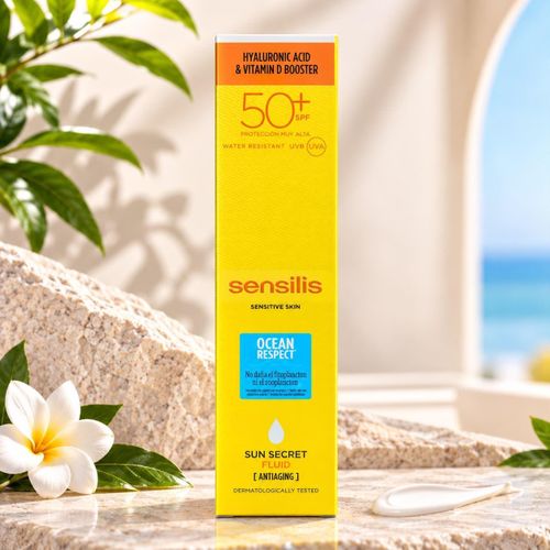 Sun Secret Fluid SPF 50+ – Écran Solaire Visage à l’Acide Hyaluronique et Vitamine D