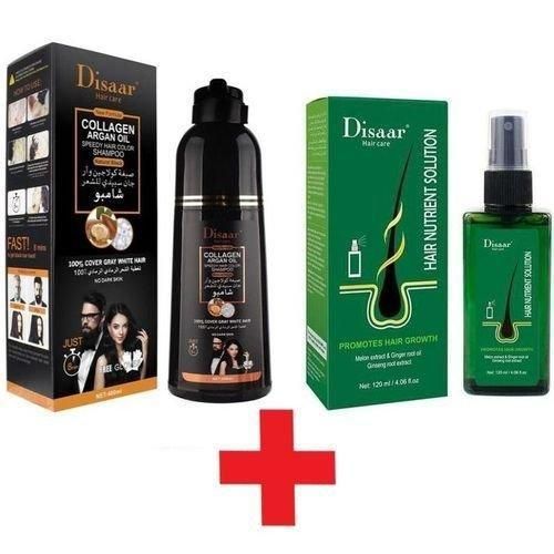Disaar Shampoing cheveux abîmés à l'huile naturelle d'argan noir 400ml + spray anti-chute 120ml