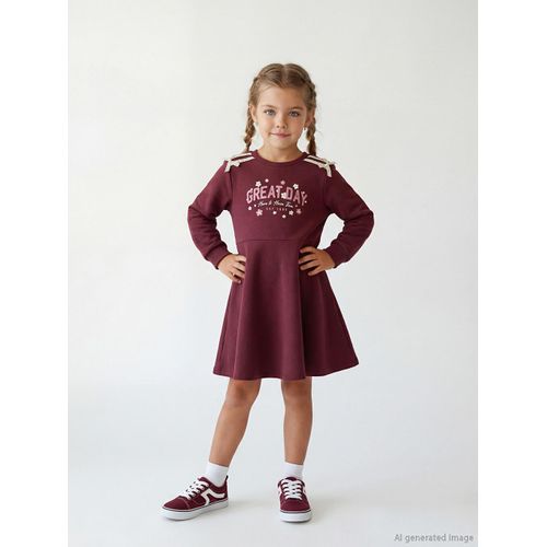 Robe Imprimée pour Filles à Col Rond