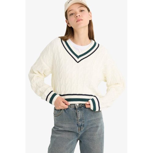 Pull torsadé à col V Coupe régulière