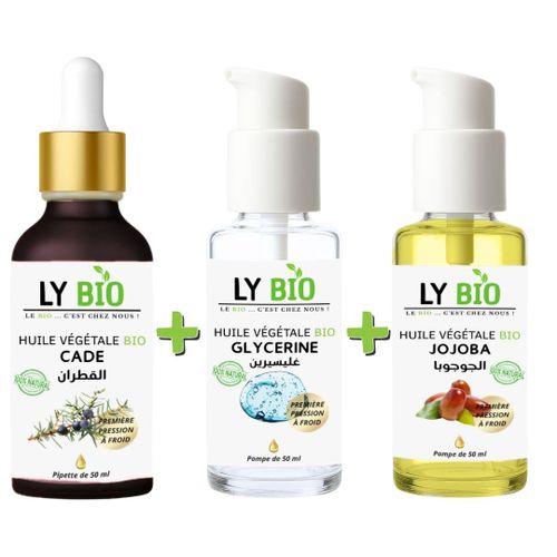 PACK HUILE CADE 50ML - PIPETTE HUILE GLYCERINE 50ml - POMPE HUILE JOJOBA 50ML - POMPE