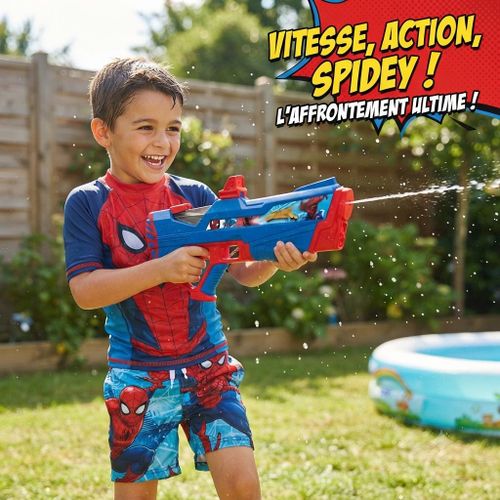 Blaster à Eau Électrique Spider-Man – Pistolet à Eau Automatique pour Enfants, Tir Puissant et Continu, Jouet de Plein Air pour Piscine, Plage et Batailles d'Été
