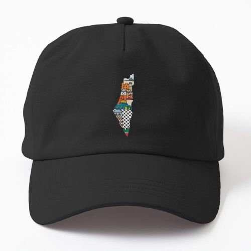 J'aime la Palestine, ma carte palestinienne de patrie avec le motif Kufiya Hatta et les villes les plus sacrées de Jérusalem - blk casquette noire personnalisé