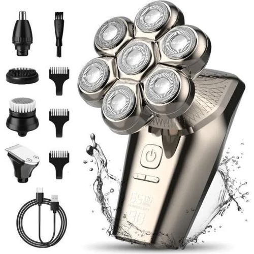 Rasoir électrique 5 en 1 pour homme, sans fil, barbe, cheveux, nez et oreilles