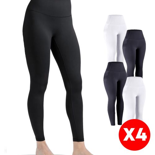 Pack De 4 Legging 2Noir+2Blanc Confortable pour Femme Sous-vêtements Maison