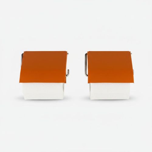 Lot de 2 - Porte-papier WC en Mtal Soft Touch Orange 125x13cm