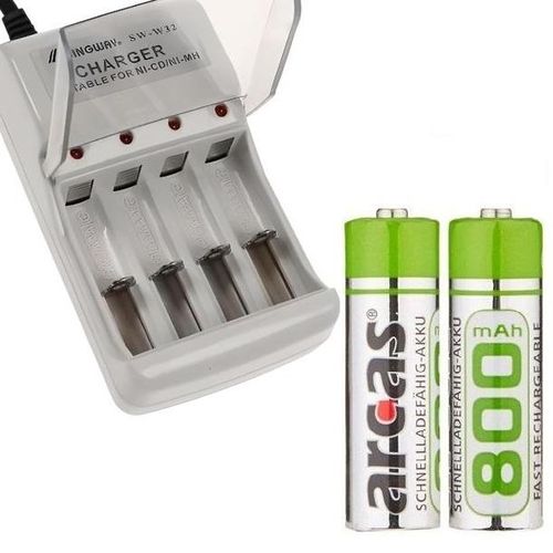 2 Piles AA Rechargeables + Chargeur Universel 4x AAA ou 4x AA