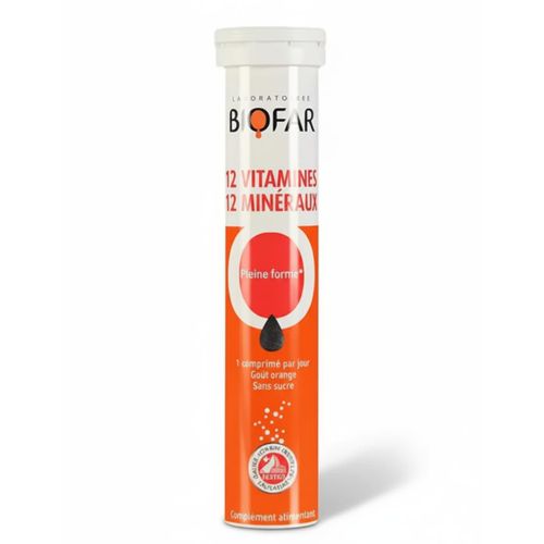 Complément Alimentaire Complet, 12 Vitamines & 12 Minéraux Essentiels, Goût Orange pour Vitalité Quotidienne, 20 Comprimés