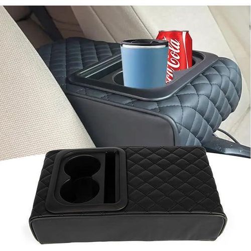 Coussin d'accoudoir central de voiture, console centrale de voiture avec porte-gobelet et support de téléphone universel