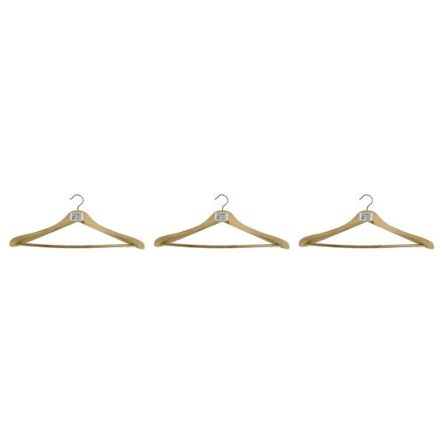 Lot de 3 - Cintre En Bois Pour Costume - Forme Ergonomique - Pour Vêtements et Vestes - Finition Naturelle