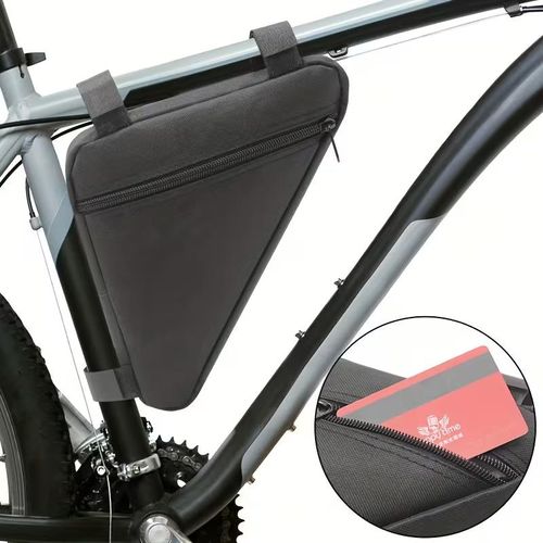 Sac de Cadre de Vélo Triangle Étanche – Bike Frame Bag pour Téléphone, Clés, Outils et Accessoires de Cyclisme Route & VTT, Grande Capacité, Noir