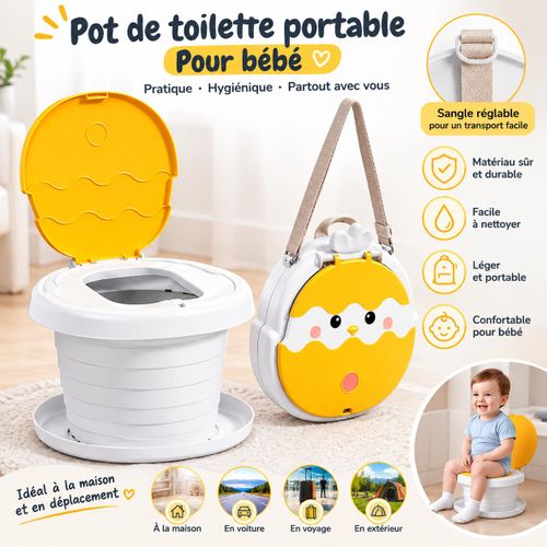 Pot de Toilette Portable pour Bébé Pliable avec Sac de Transport et Sangle Réglable