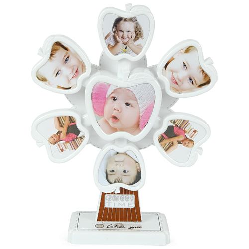 Cadre photo décoratif en forme de pomme verte avec horloge intégrée – Style moderne et original