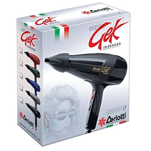 Gek Sèche-Cheveux Professionnel Ceriotti Super 3800 Noir – Séchoir Puissant 2000W, Brushing Rapide, Salon & Usage Domestique