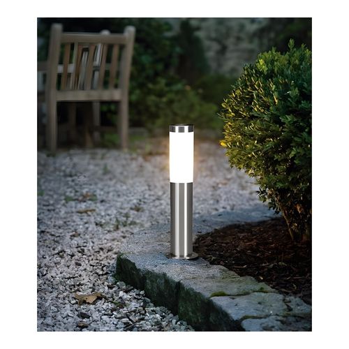 Borne Extérieure Cylindrique - Éclairage de Jardin Moderne - Acier Inoxydable et Verre - Pour Allées et Terrasses