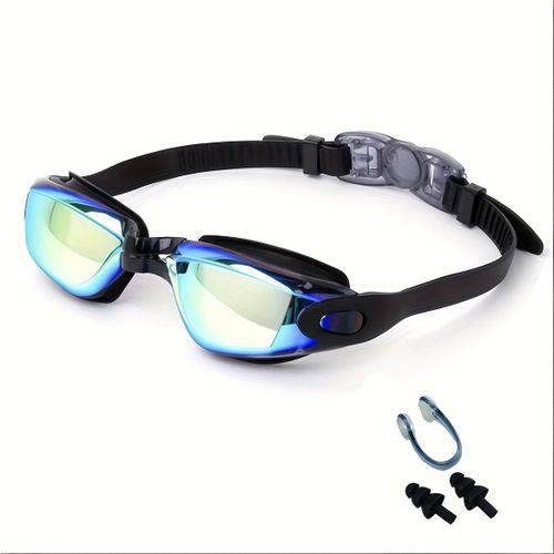 Lunettes de Natation Professionnelles Polarisées avec Traitement Miroir et Antibuée - Livrées avec Pince-Nez et Bouchons d'Oreilles