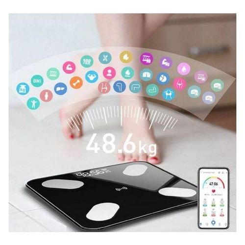 Balance électronique intelligente Bluetooth,Pèse-personne,balance multifonctionnelle pour la maison avec Bluetooth et capteurs de haute précision, balance de poids corporel et d'IMC très précise, design arrondi