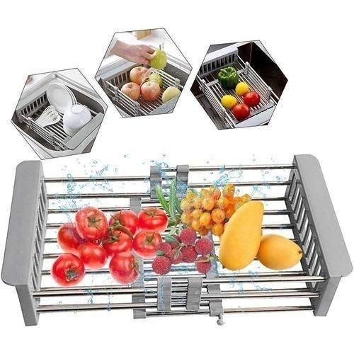 Égouttoir, panier de cuisine en acier inoxydable, égouttoir à vaisselle domestique, étagère d'évier rétractable