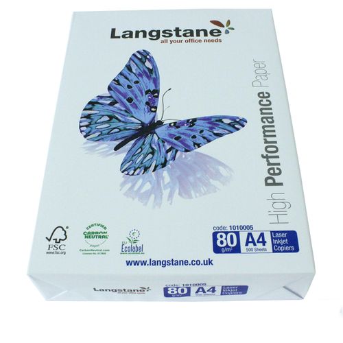 Ramette Papier 500 feuilles blanc Langstane – Professional – A4 80gr