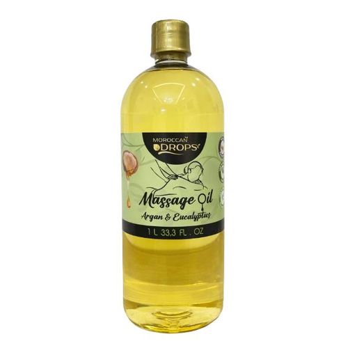 زيت مساج طبيعي بزيت الأركان المغربي والأوكالبتوس – 1 لتر - منعش، مرطب ومريح للعضلات