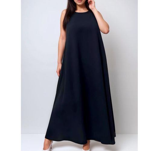 Robe Longue Évasée noire- Élégance Minimaliste