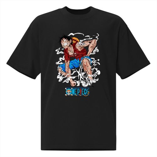 T-shirt Anime Garçon Chapeau de Paille - Pirate King - Oversize Unisexe - Black