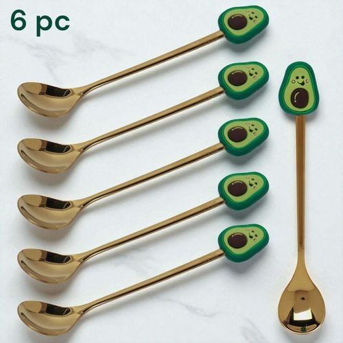 Ensemble de 6 Cuillères à Café/Dessert en Forme d'Avocat