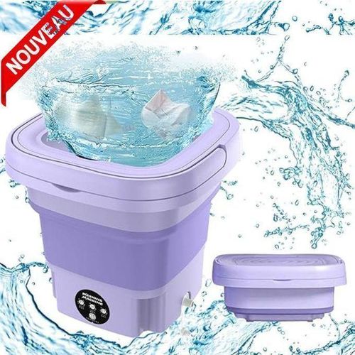 Machine à Laver Portable Pliable avec Essorage Doux pour Le Dortoir Le Camping 9 L12V Waterproof IPX4 Couleur Aleatoire