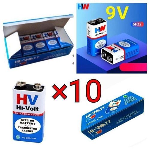 Pack Batteries Ou Piles Hi Watt 9v 10 pièces