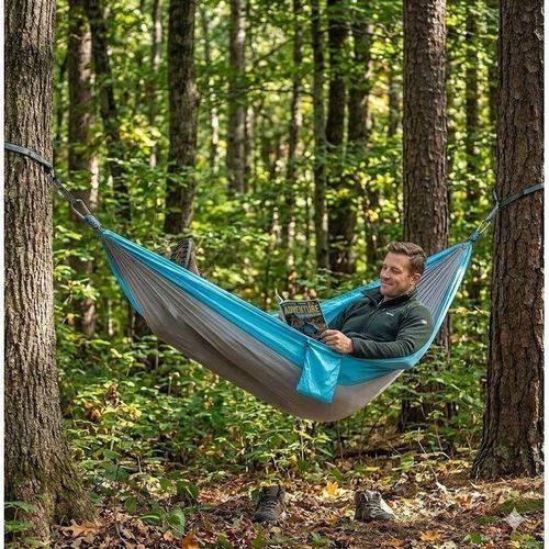 Hamac de Camping Pliable – Installation Facile avec Sangles + Sac de Rangement Inclus
