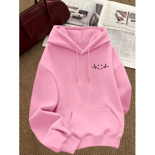 Sweat à Capuche Imprimé Avant et Arrière avec Motif ECG Souriant et Design Vivant Amusant - Doux, Décontracté, Manches Longues, Poche Kangourou, Confortable, Vêtement de Tous les Jours pour Femme, Mode Streetwear et Décontractée pour la