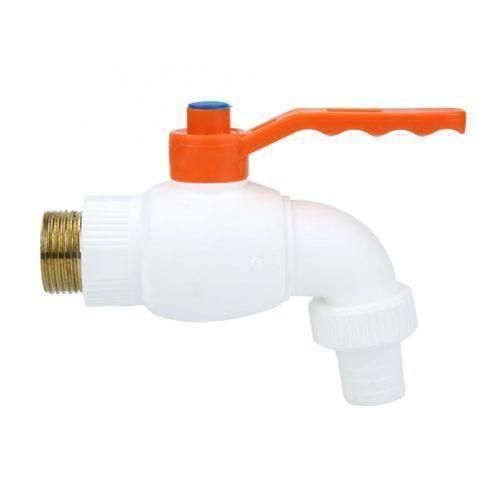 Robinet PVC Plastique Vanne Quart de Tour Orange Blanc Raccord Laiton Robinet Eau Froid Jardin Cuisine Salle de Bain Robinet Extérieur Résistant Plomberie Maison