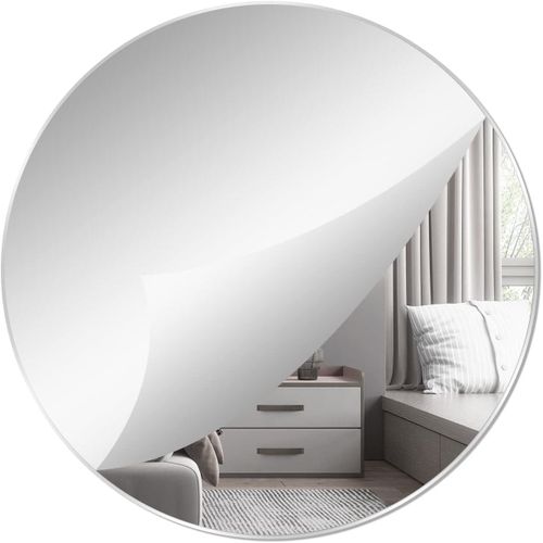 Miroir Rond Mural Acrylique 40cm – Miroir Décoratif Autocollant pour Mur, Porte, Salle de Bain, Chambre – Miroir Léger et Moderne