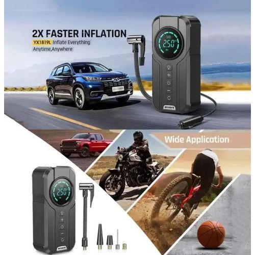 مقوي البطارية وضاغط الهواء 4 في 1 للسيارة والدراجة النارية والدراجة