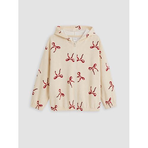 Sweat zippé à capuche à nœud imprimé pour fille