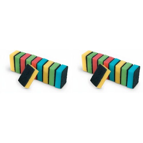 Éponge de Nettoyage Double Face - Absorbante pour Vaisselle et Surfaces - Multicolore, Lot de 10 - Lot de 2