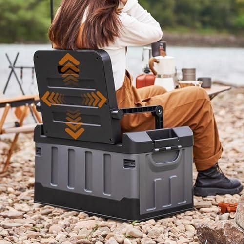 Boîte de Rangement Multifonctionnelle avec Siège Intégré et Dossier – Idéale pour Camping et Extérieur