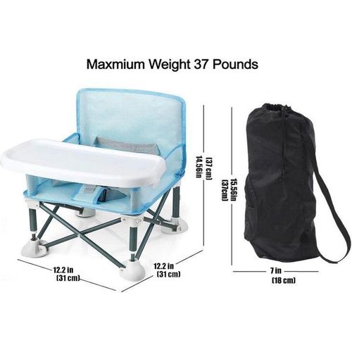 Chaise haute pliante pour bébé, siège de repas compact avec tablette pliante et espace de rangement, chaise de bébé portable avec ceinture de sécurité, idéale pour repas à la maison, en voyage, camping et pique-niques