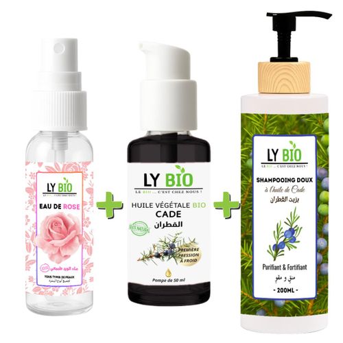 LYBIO باك ماء الورد 100 مل + زيت كادي 50 مل - مضخة + شامبو بزيت كادي 200 مل