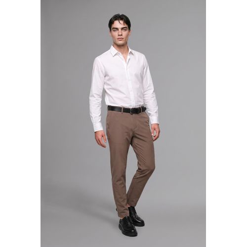 Pantalon droit extensible au toucher doux avec poches Coupe ajustée